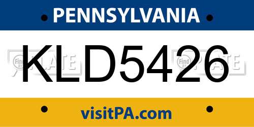 KLD5426 Pennsylvania License Plate