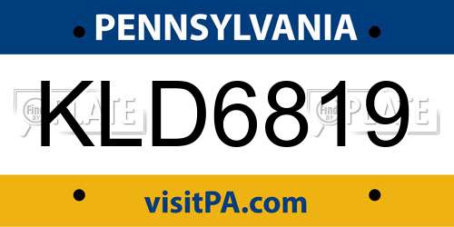 KLD6819 Pennsylvania License Plate