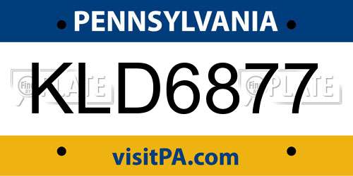 KLD6877 Pennsylvania License Plate