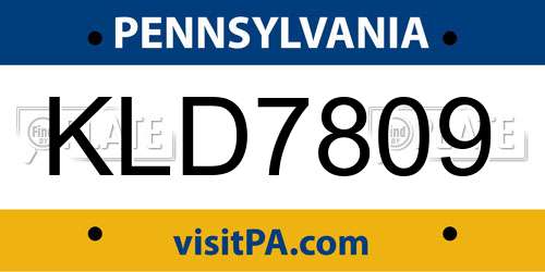 KLD7809 Pennsylvania License Plate