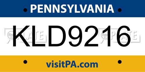 KLD9216 Pennsylvania License Plate