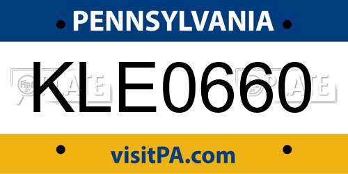 KLE0660 Pennsylvania License Plate