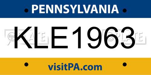 KLE1963 Pennsylvania License Plate