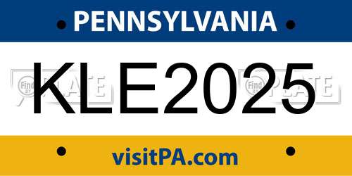 KLE2025 Pennsylvania License Plate