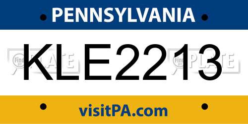 KLE2213 Pennsylvania License Plate