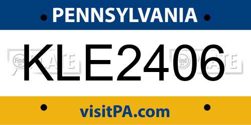 KLE2406 Pennsylvania License Plate