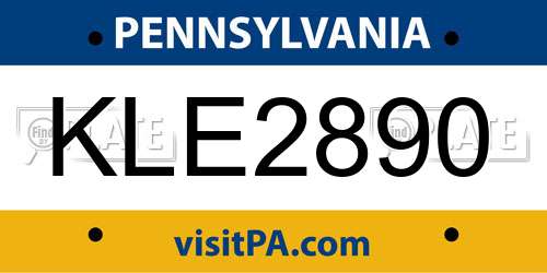 KLE2890 Pennsylvania License Plate