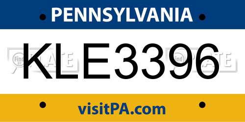 KLE3396 Pennsylvania License Plate