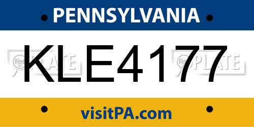KLE4177 Pennsylvania License Plate