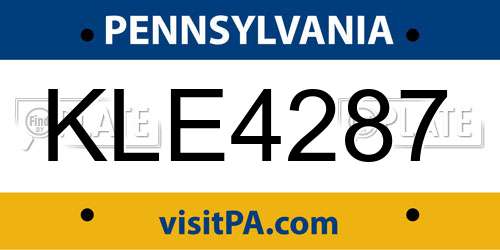 KLE4287 Pennsylvania License Plate