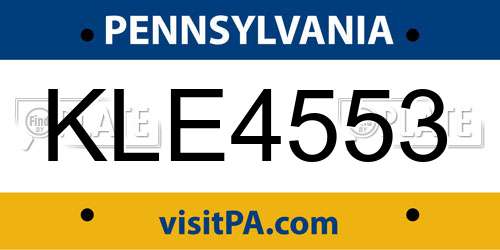 KLE4553 Pennsylvania License Plate