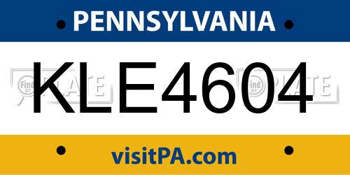 KLE4604 Pennsylvania License Plate