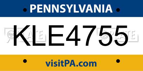 KLE4755 Pennsylvania License Plate