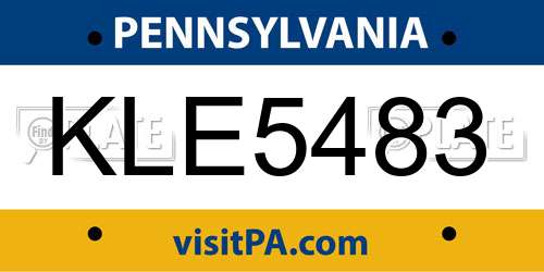 KLE5483 Pennsylvania License Plate