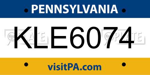 KLE6074 Pennsylvania License Plate