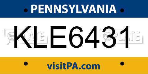KLE6431 Pennsylvania License Plate
