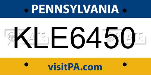 KLE6450 Pennsylvania License Plate