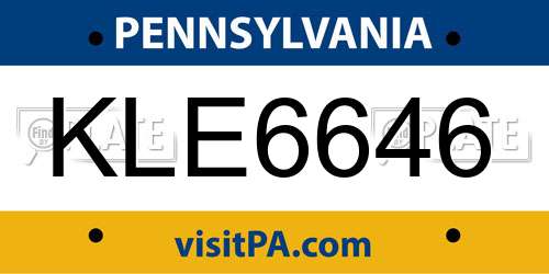 KLE6646 Pennsylvania License Plate