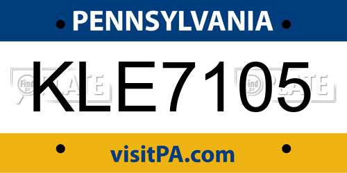 KLE7105 Pennsylvania License Plate