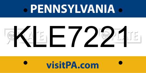 KLE7221 Pennsylvania License Plate