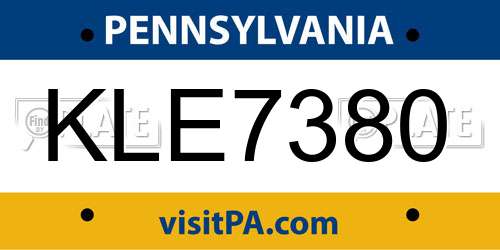 KLE7380 Pennsylvania License Plate