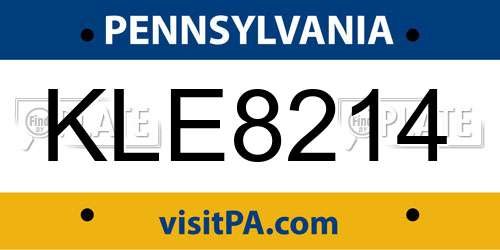 KLE8214 Pennsylvania License Plate