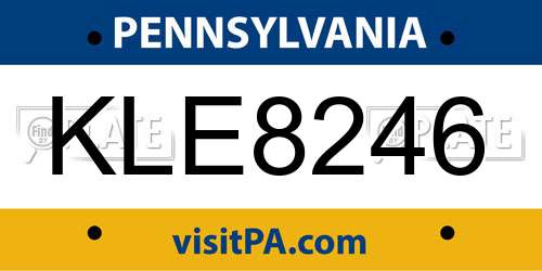 KLE8246 Pennsylvania License Plate