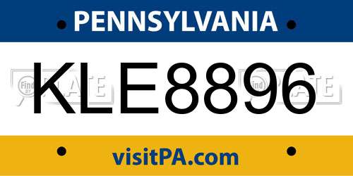 KLE8896 Pennsylvania License Plate