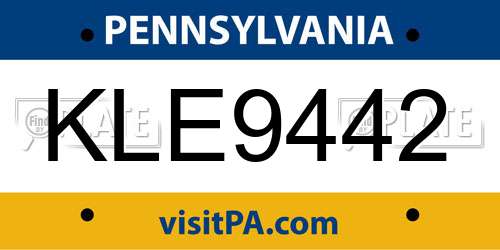 KLE9442 Pennsylvania License Plate