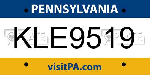 KLE9519 Pennsylvania License Plate