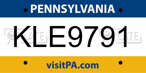 KLE9791 Pennsylvania License Plate