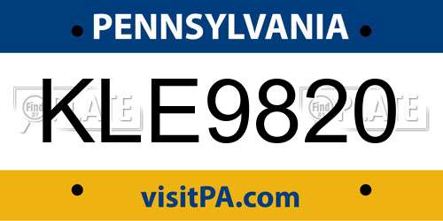 KLE9820 Pennsylvania License Plate