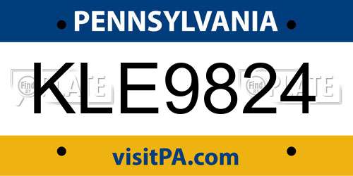 KLE9824 Pennsylvania License Plate