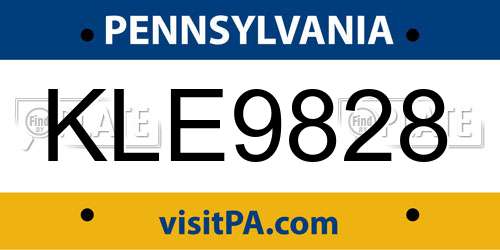 KLE9828 Pennsylvania License Plate