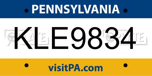 KLE9834 Pennsylvania License Plate