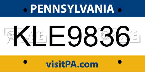 KLE9836 Pennsylvania License Plate