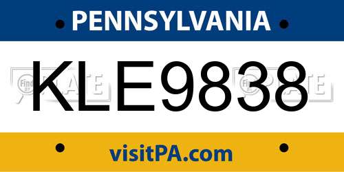 KLE9838 Pennsylvania License Plate