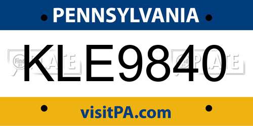 KLE9840 Pennsylvania License Plate