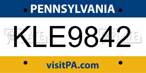 KLE9842 Pennsylvania License Plate