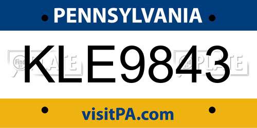 KLE9843 Pennsylvania License Plate