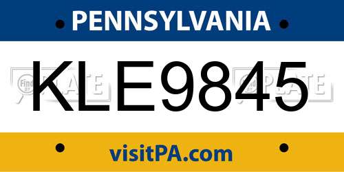 KLE9845 Pennsylvania License Plate