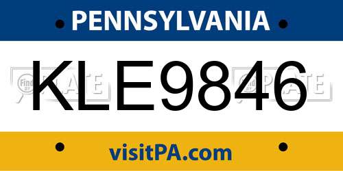 KLE9846 Pennsylvania License Plate