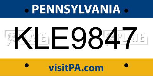 KLE9847 Pennsylvania License Plate