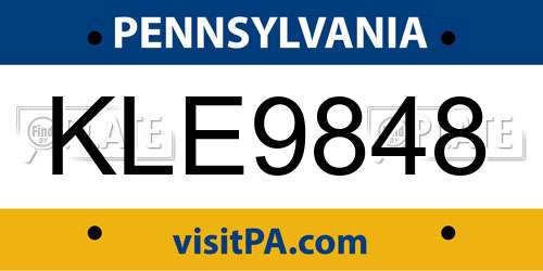 KLE9848 Pennsylvania License Plate