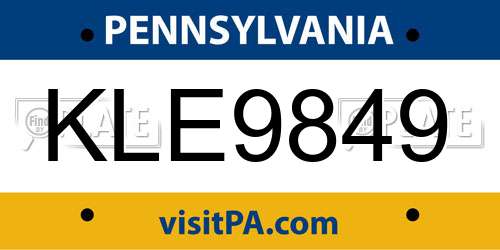 KLE9849 Pennsylvania License Plate