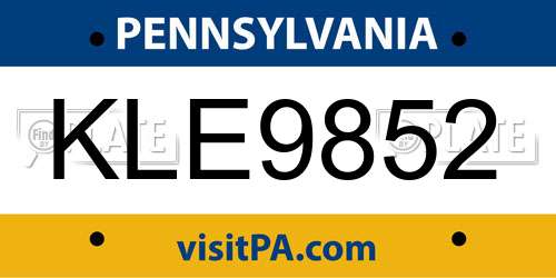 KLE9852 Pennsylvania License Plate