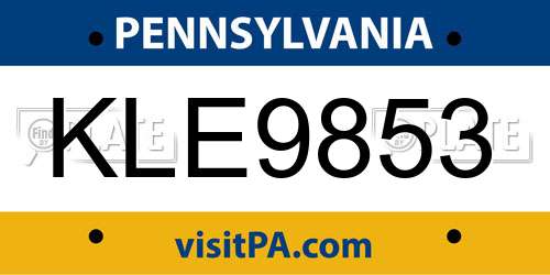 KLE9853 Pennsylvania License Plate