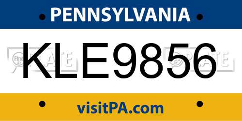 KLE9856 Pennsylvania License Plate