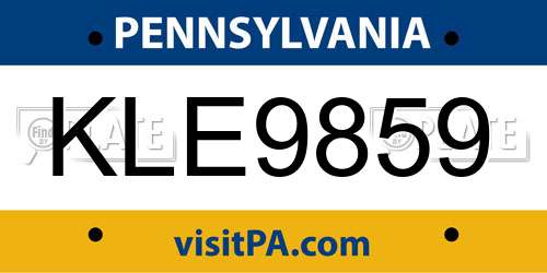 KLE9859 Pennsylvania License Plate