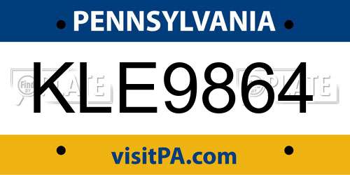 KLE9864 Pennsylvania License Plate